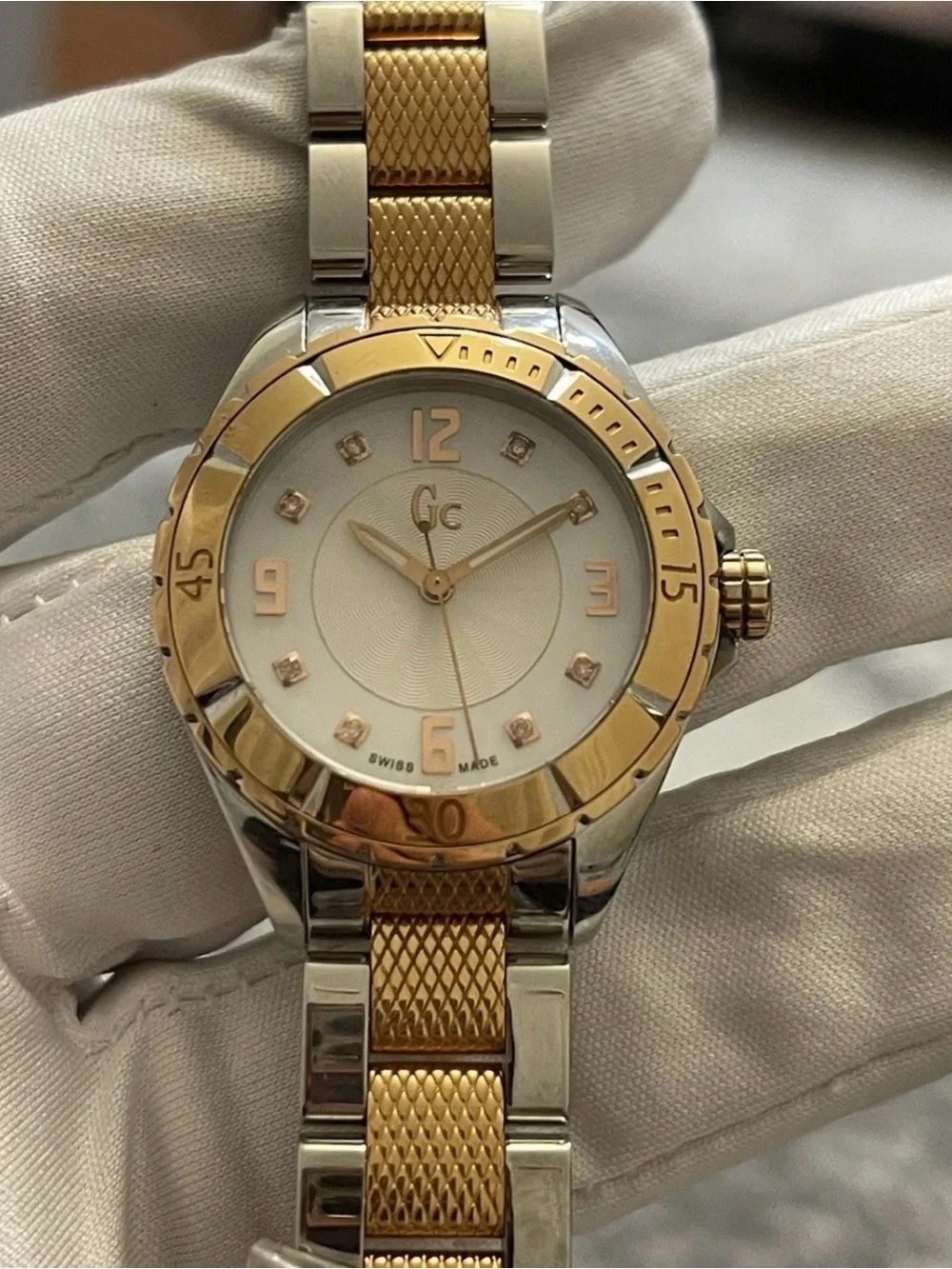 GC Guess Collection C68103 / X68103 Ladies Two Tone Diamond Dial Swiss Watch